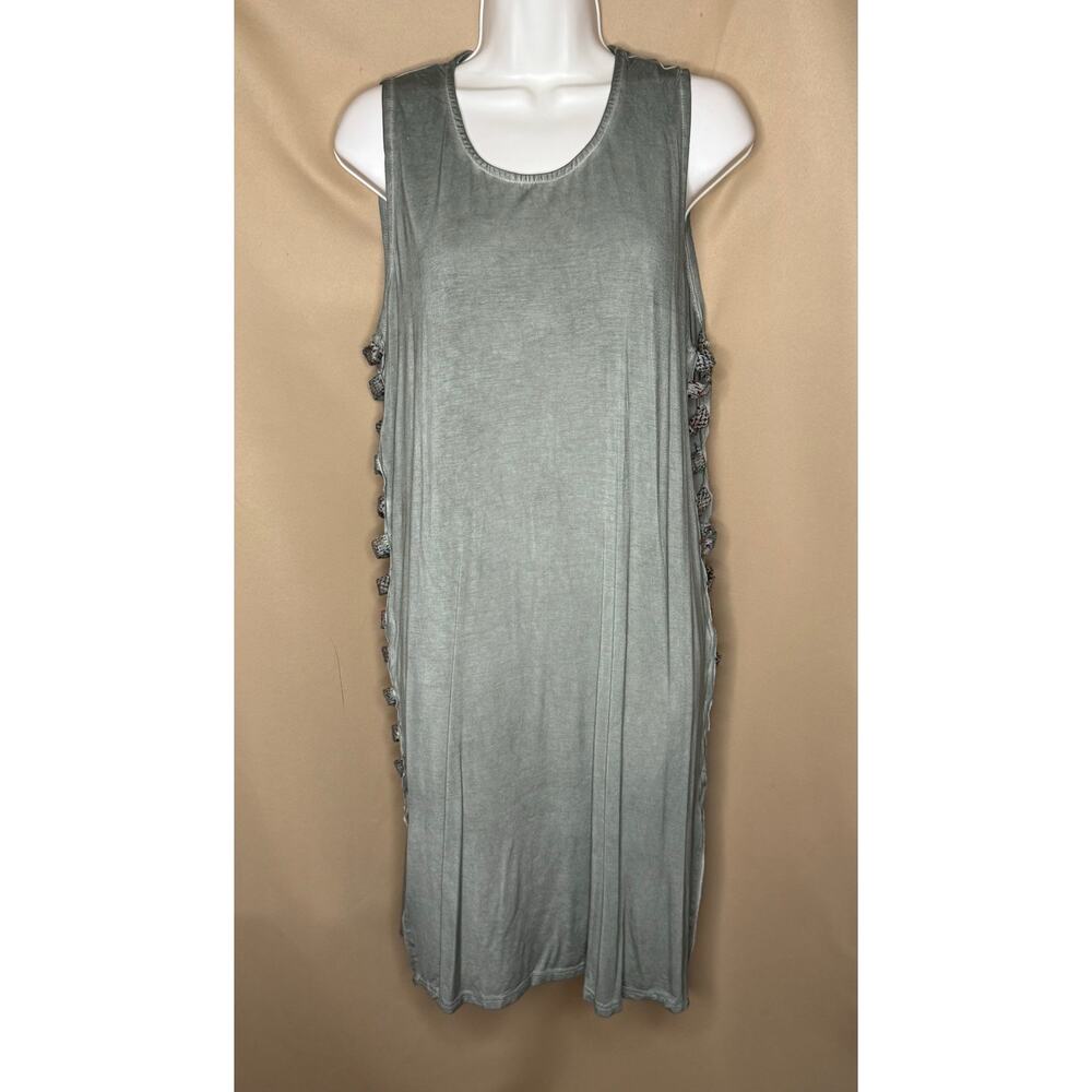 Pol Olive Green Mineral Wash Ribbon Side Tunic Top S NWOT
